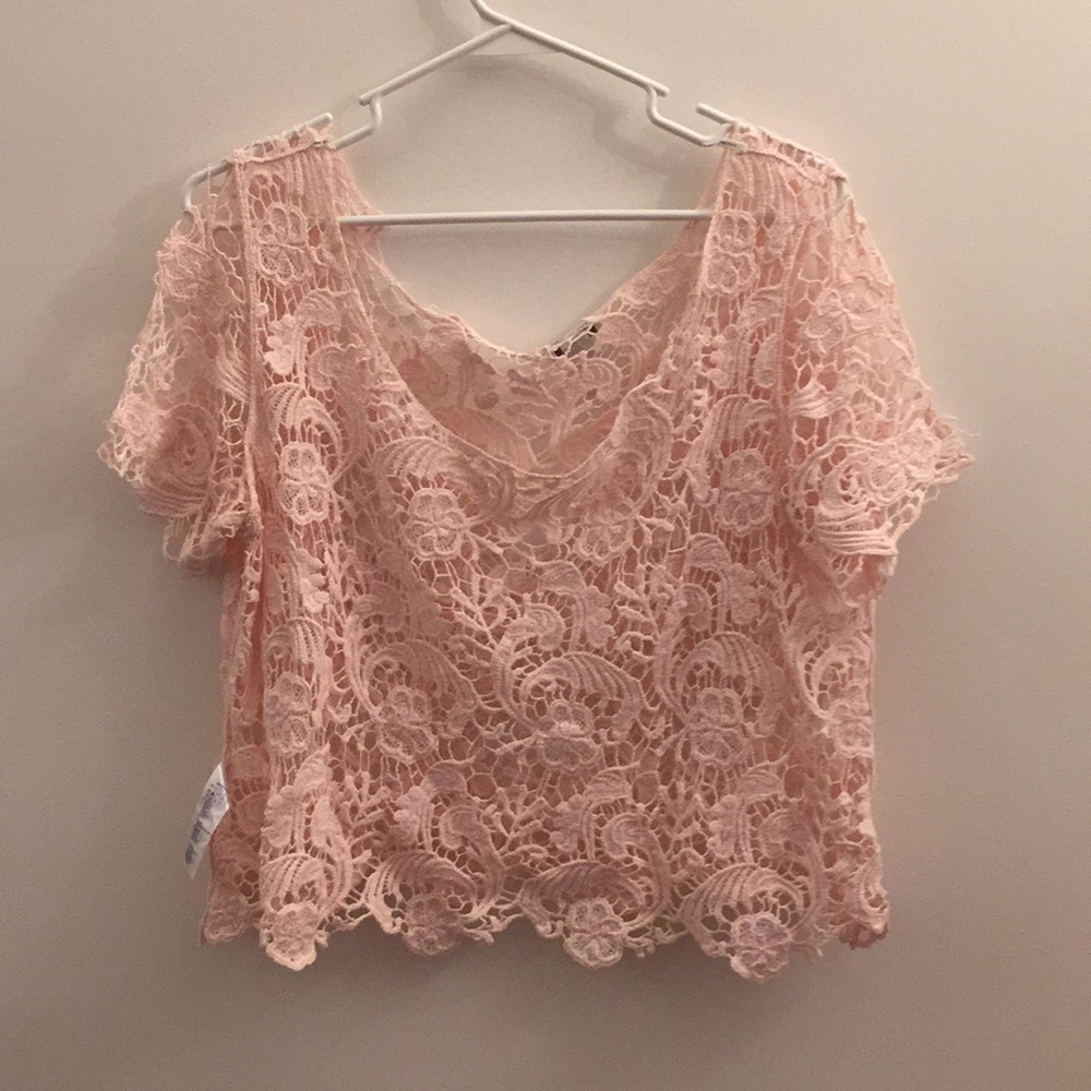 Baby pink lace top